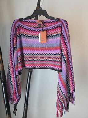 NWT Missoni Pink and Purple Zigzag Poncho